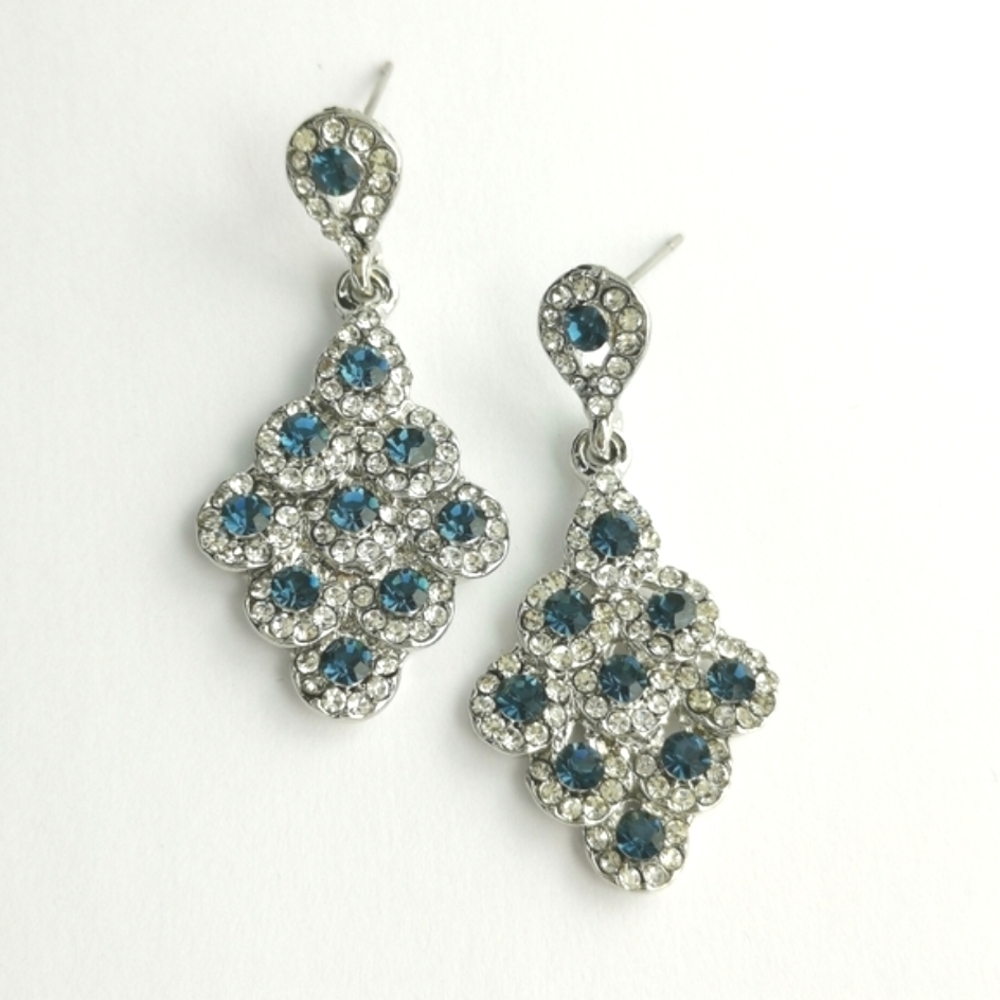 London Blue Topaz Swarovski Crystal Chandelier Earrings